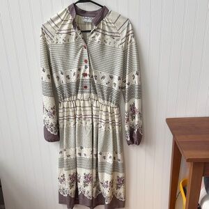 Vintage Jennifer Gee Prairie Floral Midi Dress Cottagecore Romantic Boho